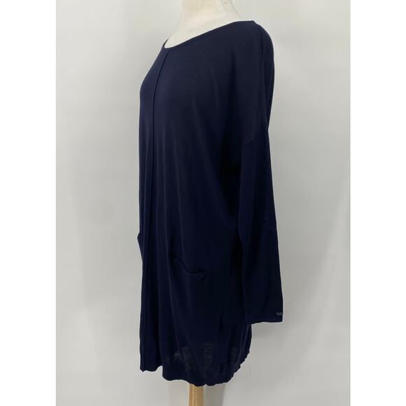 Tommy Hilfiger Luxury Wool Sweater Dress Tunic Boatneck Navy Blue NEW Womens XL - Picture 4 of 10